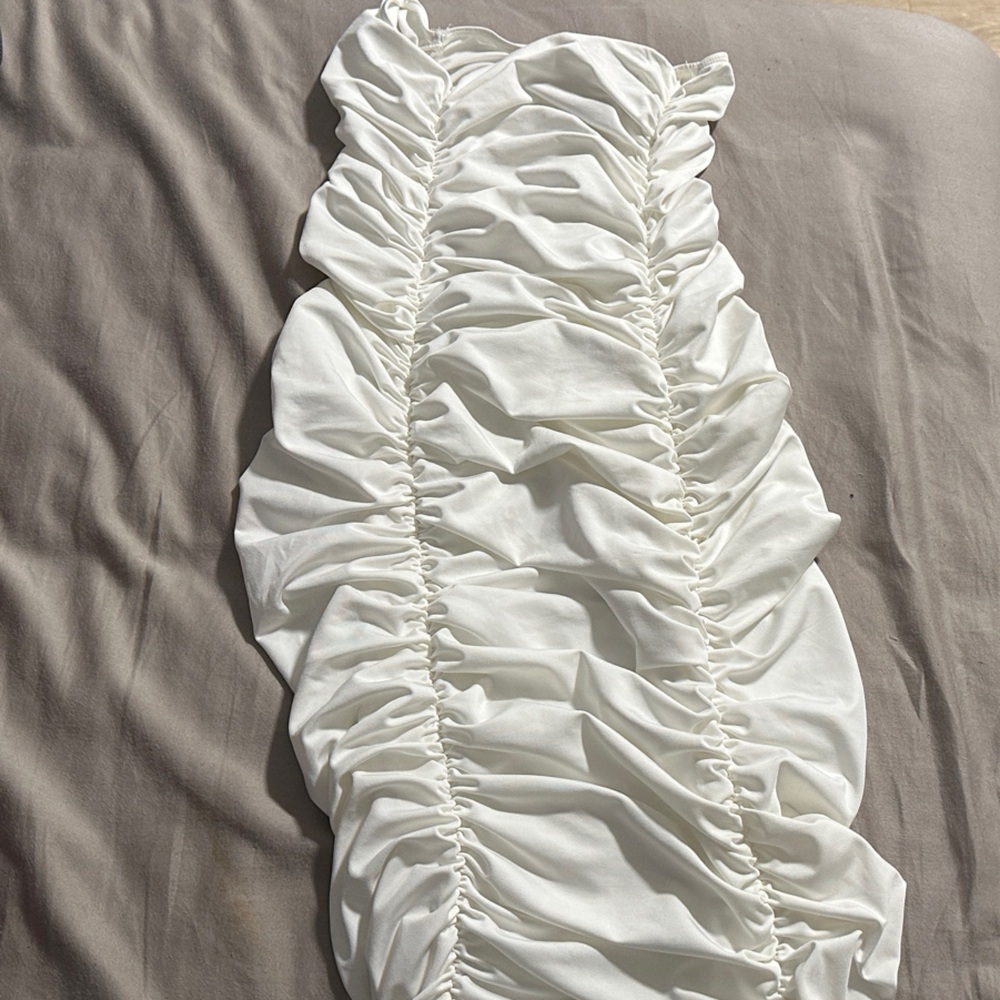 SHEIN Ruched White Dress